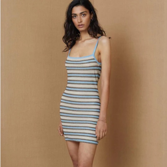 Bec + Bridge DIXIE KNIT MINI DRESS - LUREX STRIPE - Picture 1 of 1